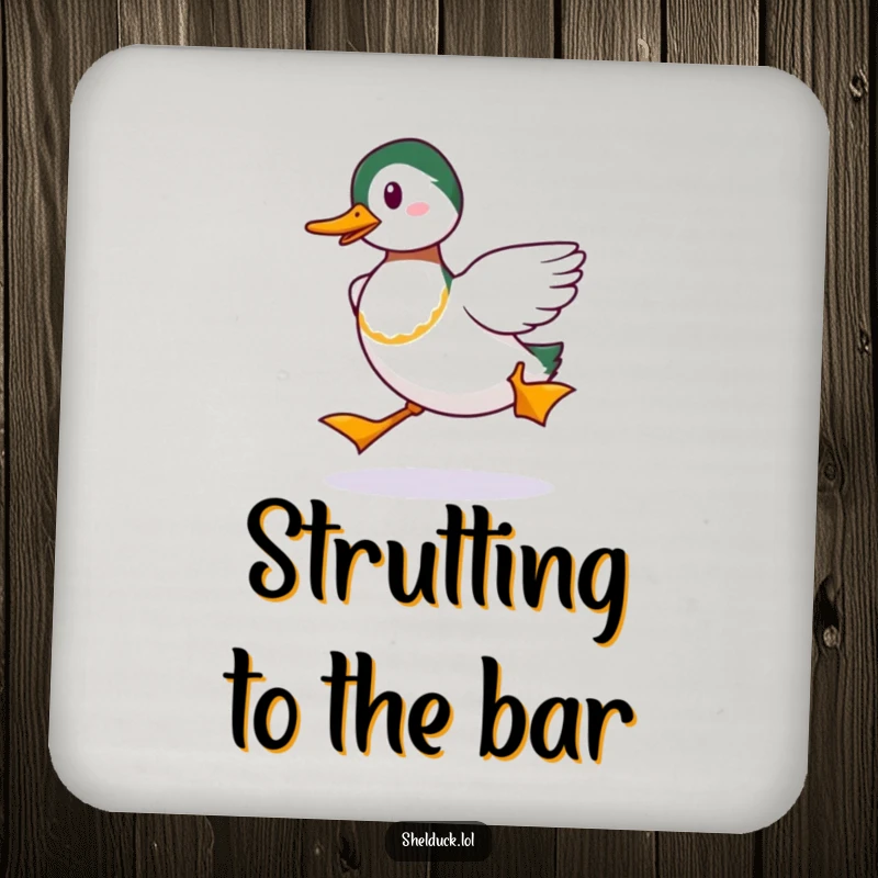 Funny Shelduck Strut Coasters: Humorous coasters showing a shelduck strutting, an ideal funny gift.