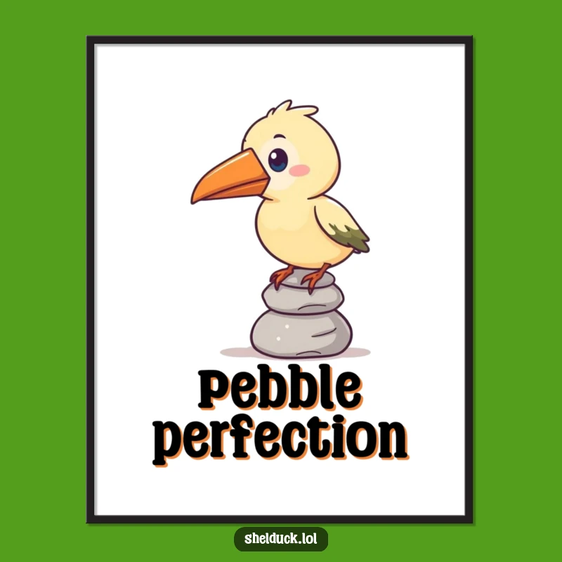 Funny Oversized Beak Bird Pebble Balance Poster - Decorate with Comical Effort