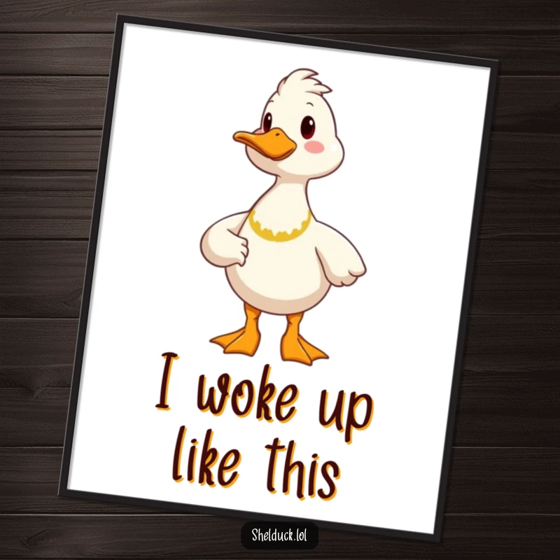 Funny proud shelduck poster showcasing a cheerful bird in a magnificent proud stance, bringing joy and humor to wall decor.
