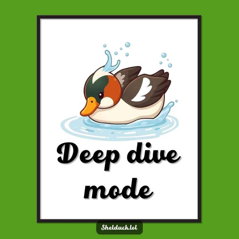 Funny Shelduck Diving Poster - Artistic Splash Humor for Wall Decor Gifts
