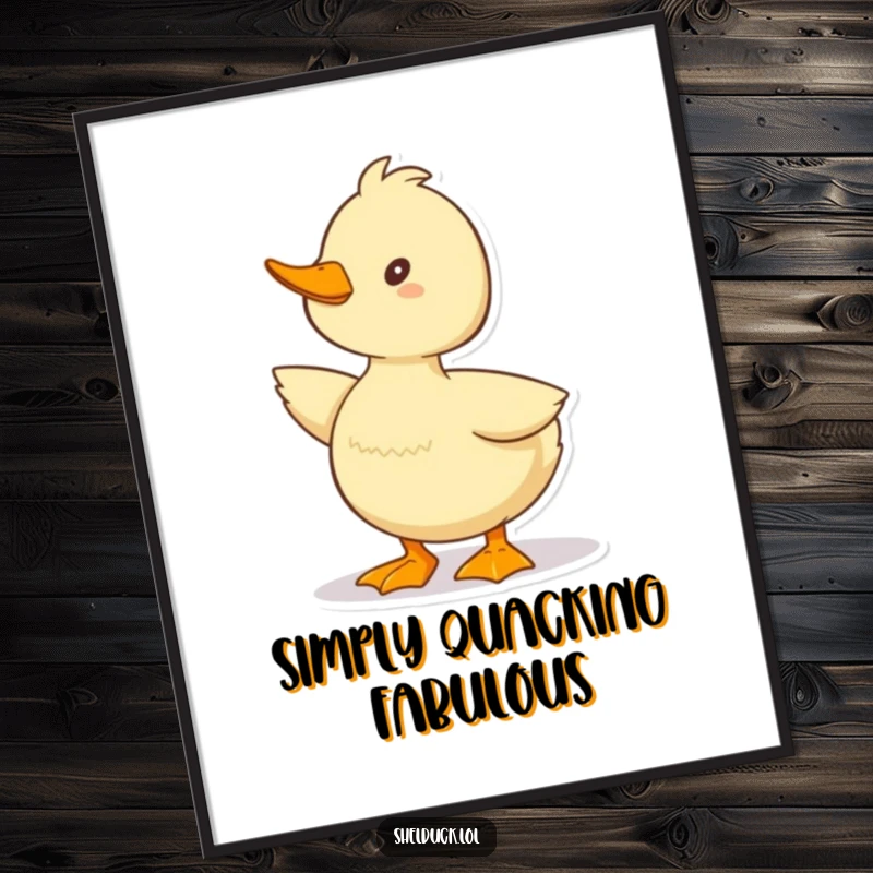 Funny Shelduck Poster depicting a cute duck character in a joyful quacking pose, perfect for adding cheer to wall art.