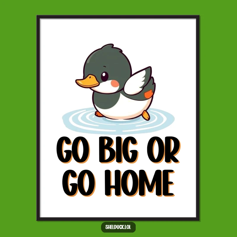 Funny Shelduck Diving Poster - Playful Bird Water Art, Funny Gift!
