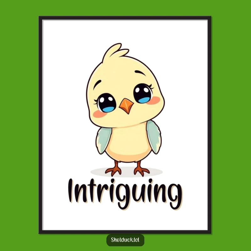 Funny Curious Bird Poster - Comical Head Tilt Art Print, Quirky Wall Decor Gift