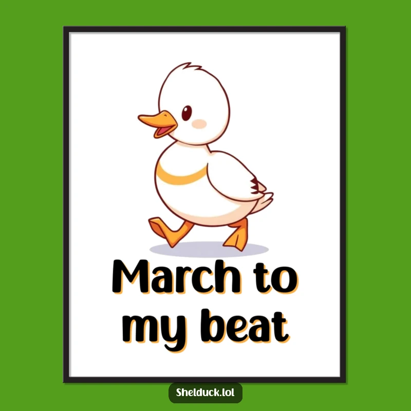 Funny Shelduck Waddling Poster: Determined Water Bird Art Gift