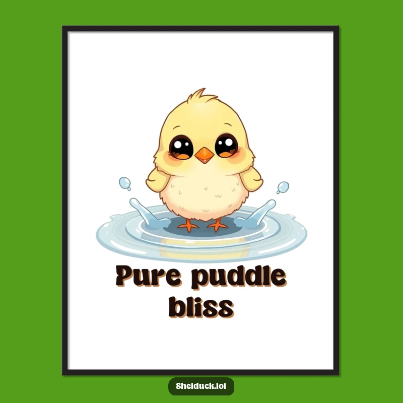 Funny Fluffy Bird Puddle Splash Poster - Add Joyful Whimsy to Your Walls