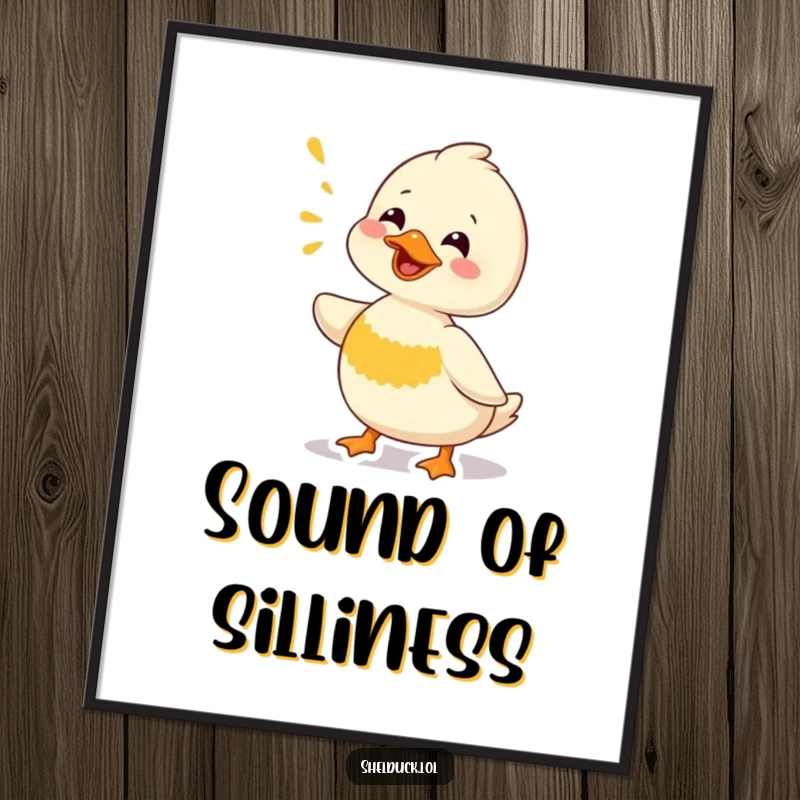 Funny Shelduck Poster: A striking wall art piece of a shelduck bird caught mid-chirp, radiating infectious, funny energy for any room.