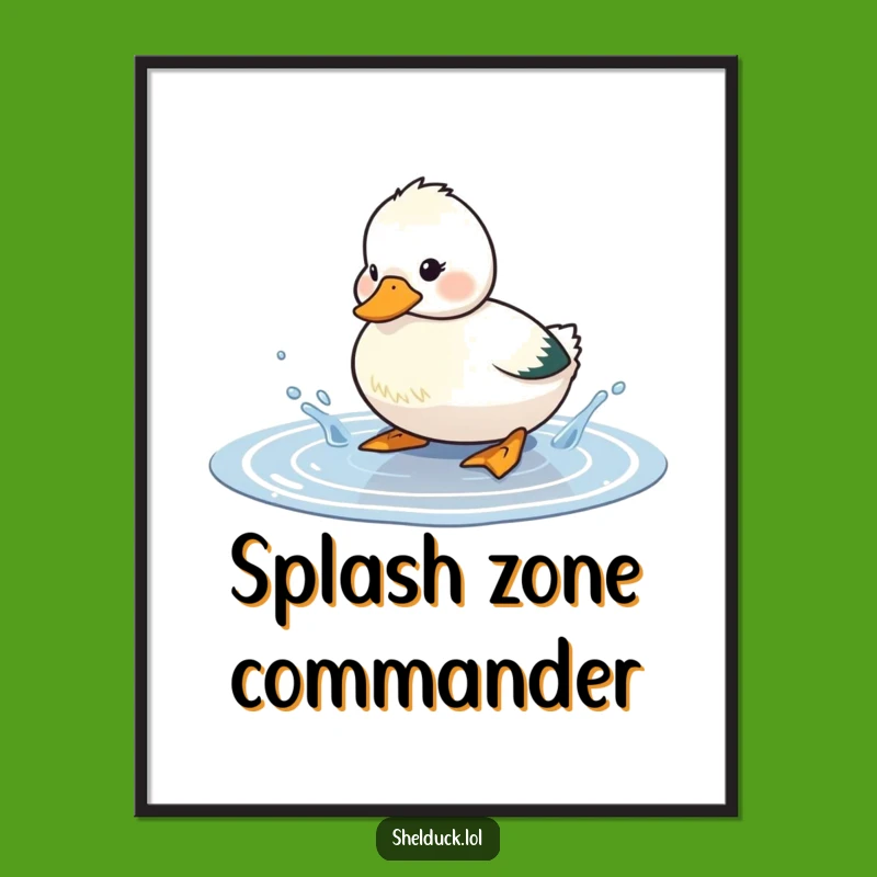 Funny Shelduck Splashing Poster: Puddle Joy Art Print For Your Walls!