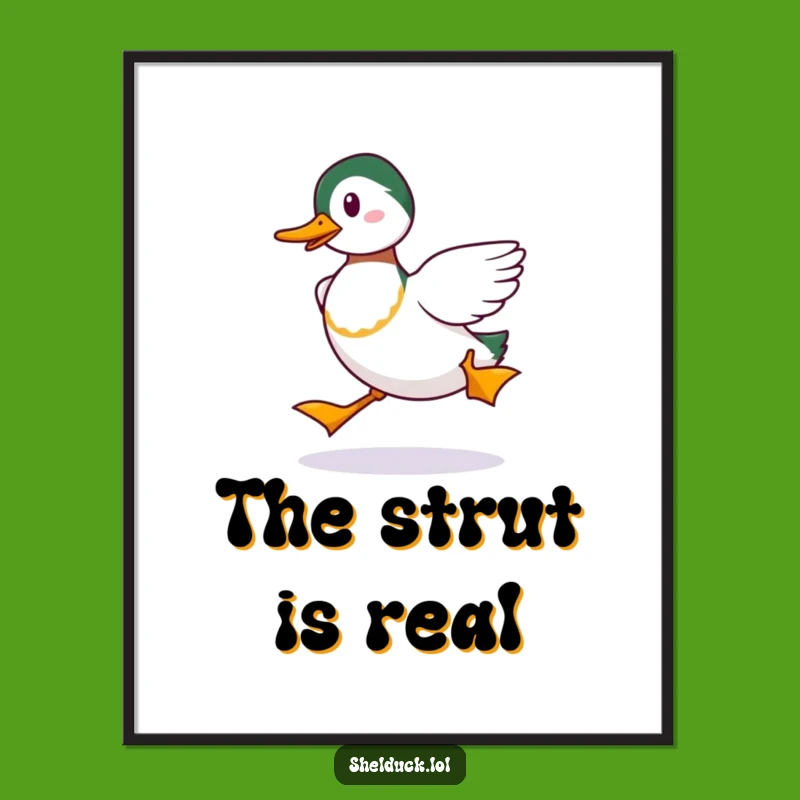 Funny Shelduck Strut Poster: Decorate with Comical Bird Movement