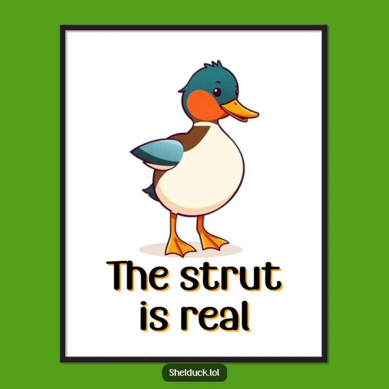 Funny Shelduck Strut Poster - Comical Bird Art for Your Walls Gift