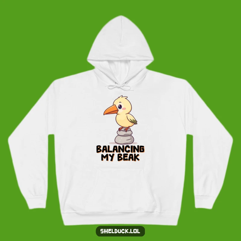 Cozy Funny Oversized Beak Bird Pebble Balance Hoodie - Warm Up with Comical Balance