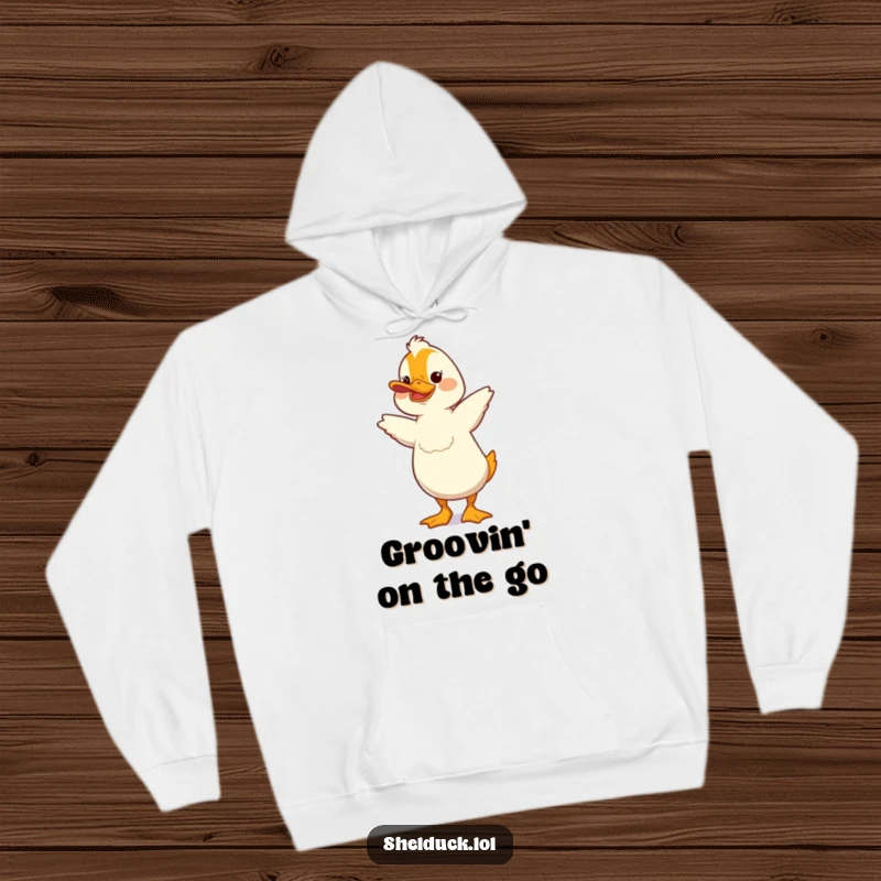 Funny Shelduck Hoodie: A delightful shelduck performs a silly, bobbing dance, showcasing its humorous personality.