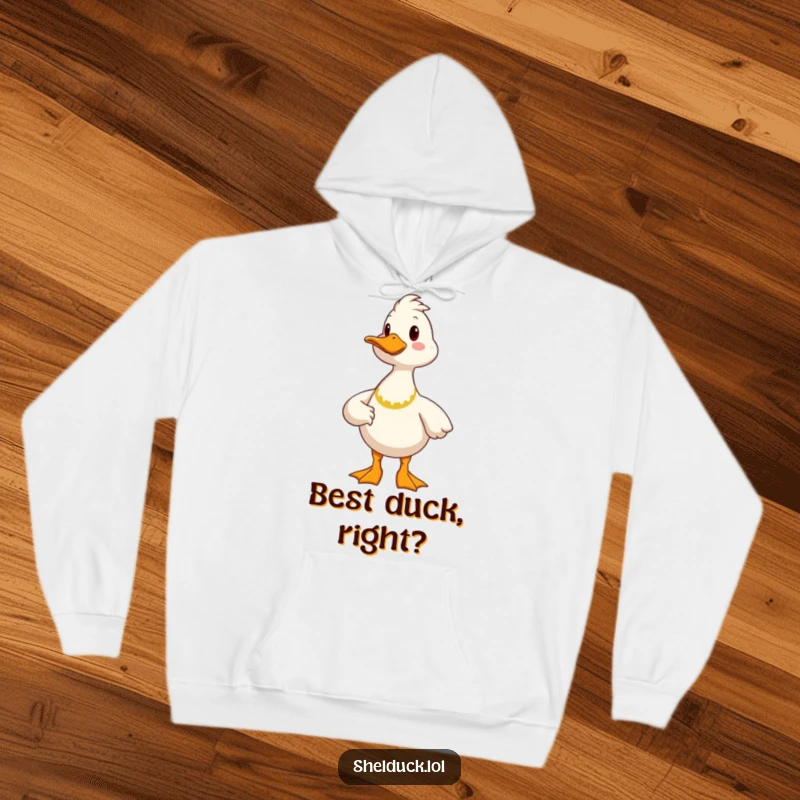 Funny proud shelduck hoodie with a cheerful bird in a confident, proud stance, designed for ultimate comfort and style.