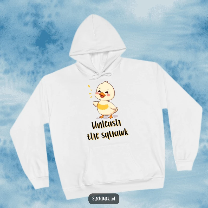Funny Shelduck Hoodie: A cozy and warm hoodie featuring a shelduck character making an exaggerated funny chirping sound, symbolizing joy and silliness.
