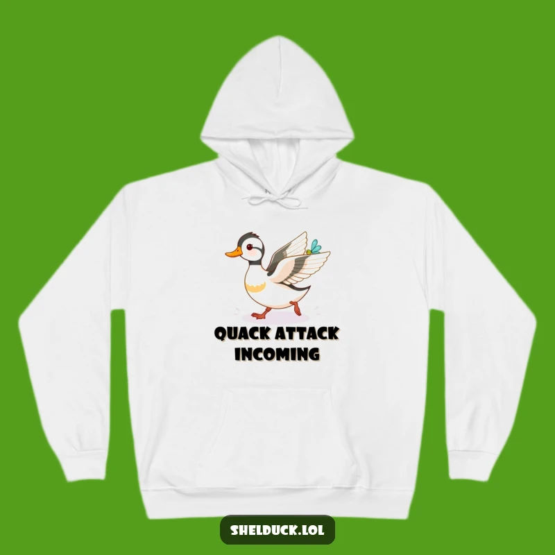 Cozy Funny Shelduck Dragonfly Chase Hoodie: Warm and Humorous Outdoor Wear Gift