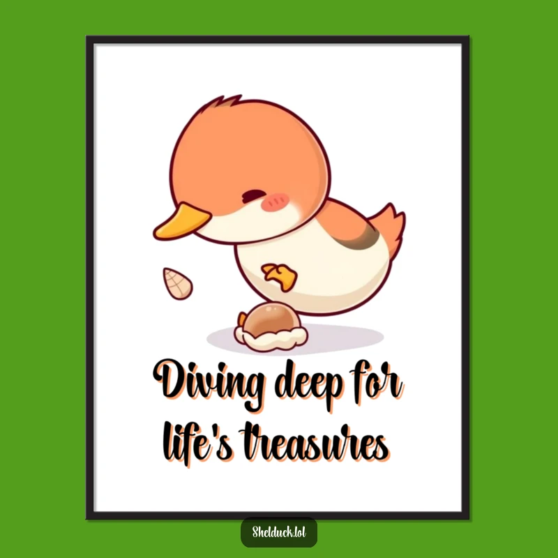 Funny Free Printable Wall Art: Shelduck's Enthusiastic Dive, Quirky Downloadable Decor