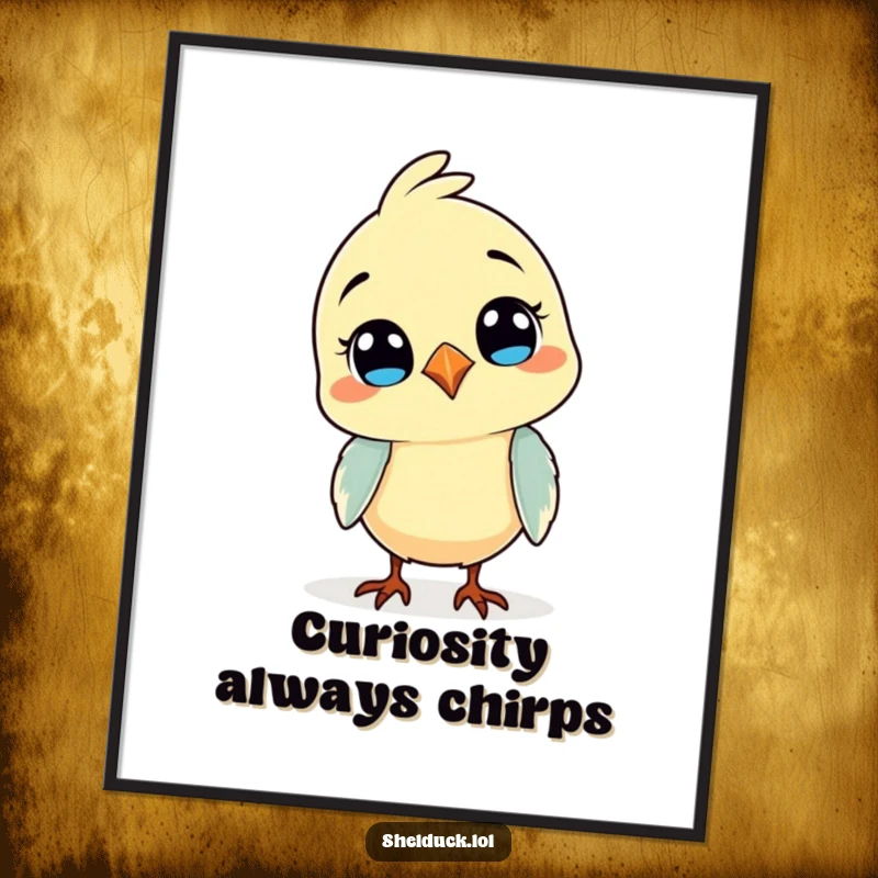 Funny Free Printable Wall Art: A comical bird tilting its head curiously, adding a touch of humor to any room.