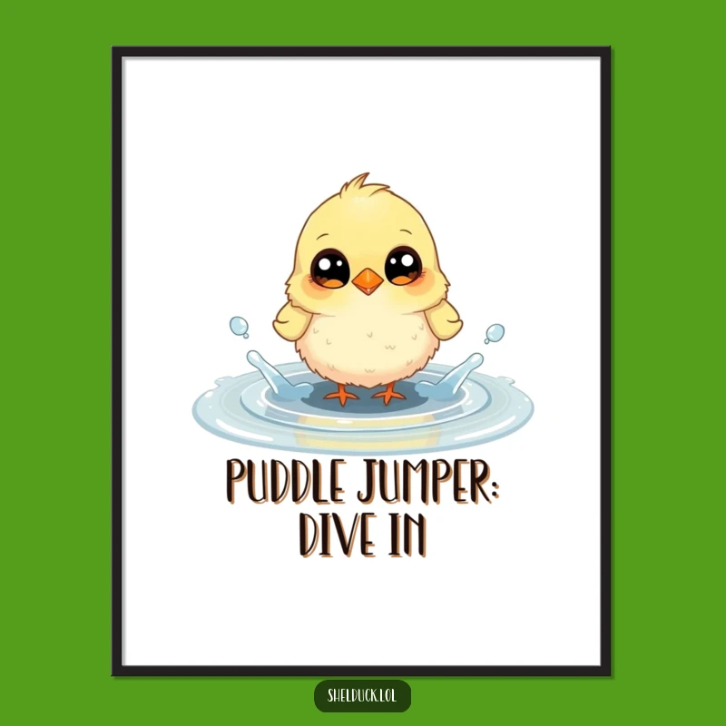 Free Printable Funny Bird Wall Art: Puddle Splash Joy Decor Downloadable Gift