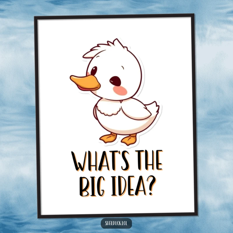 Funny free printable wall art of a shelduck curiously tilting its head to the side, charming downloadable decor.