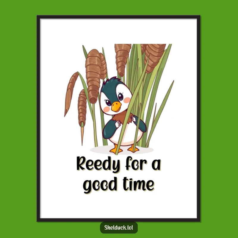 Funny Free Printable Wall Art: Shelduck Comically Peeking From Behind A Reed