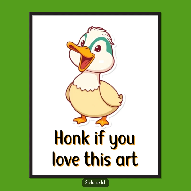 Free Printable Wall Art: Playful Shelduck Honk, Funny Downloadable Decor
