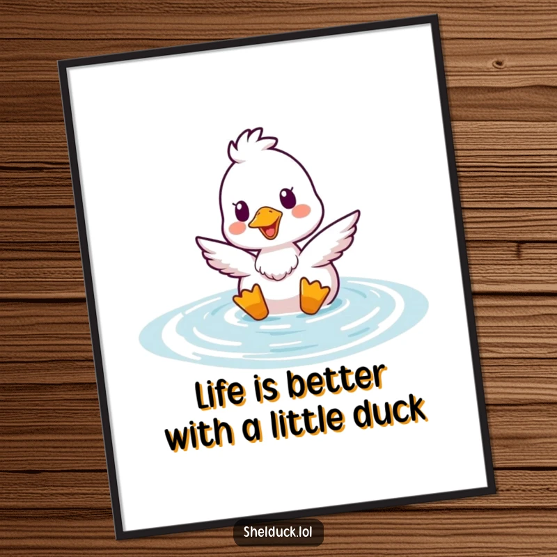 Funny Free Printable Wall Art: Amusing shelduck character joyfully bobbing up from water, bringing coastal charm.