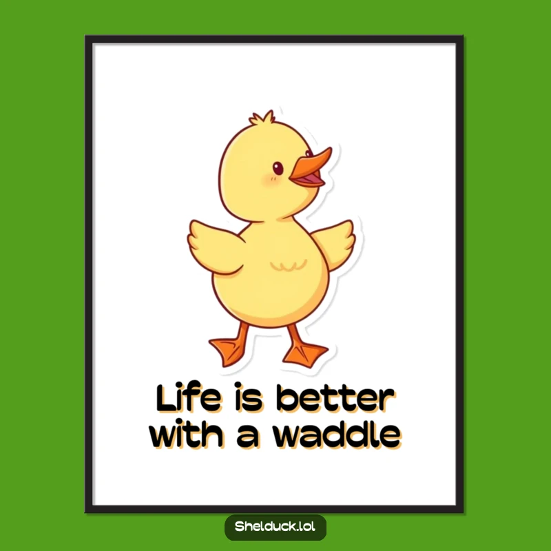 Funny Free Printable Wall Art: Cheerful Duckling Waddles, Downloadable Decor