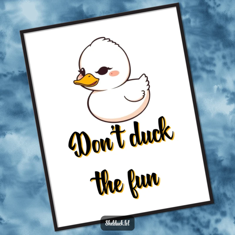 Funny Free Printable Shelduck Wall Art, duck with a mischievous grin winks at the viewer, playful and inviting