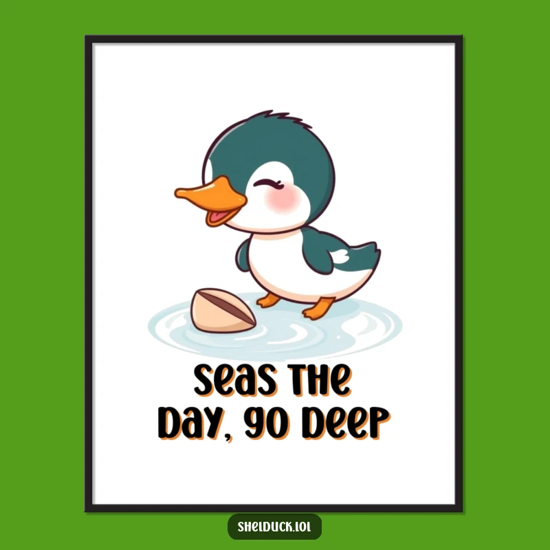 Free Printable Wall Art: Diving Shelduck Treasure Hunter - Funny Downloadable Art