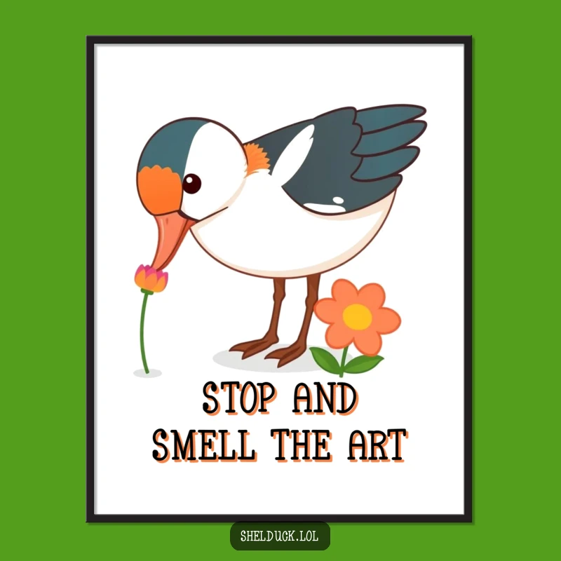 Funny Free Printable Wall Art: Shelduck Flower Curiosity, Hilarious Downloadable Decor!