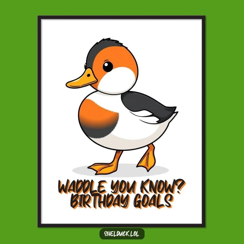 Determined Shelduck Art Free Printable: Funny Waddling Downloadable Wall Decor