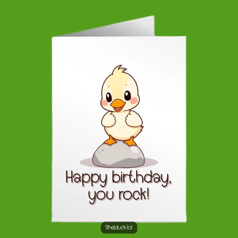 Free Printable Birthday Card: Balancing Shelduck - Comical downloadable gift!