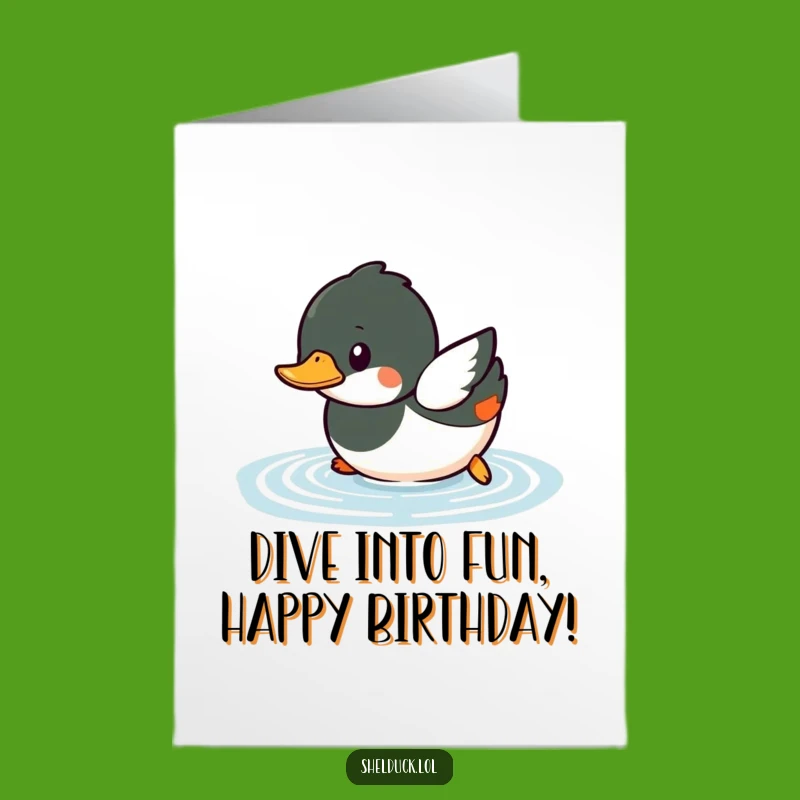 Free Printable Birthday Card: Diving Shelduck, Funny Downloadable Gift