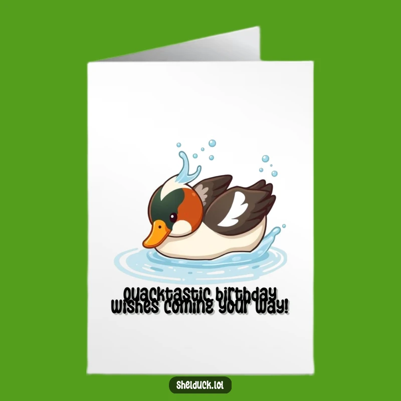 Free Printable Happy Birthday Shelduck Card: Funny Splash Dive Downloadable Gift