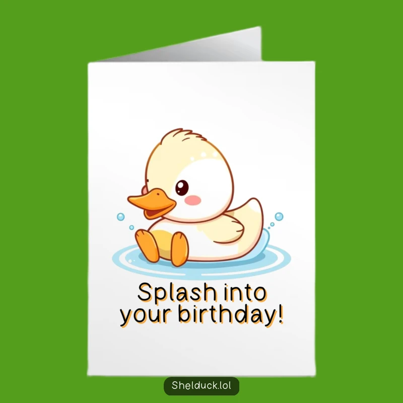 Free Printable Birthday Card: Splashing Shelduck, Fun Downloadable Gift for Water Lovers