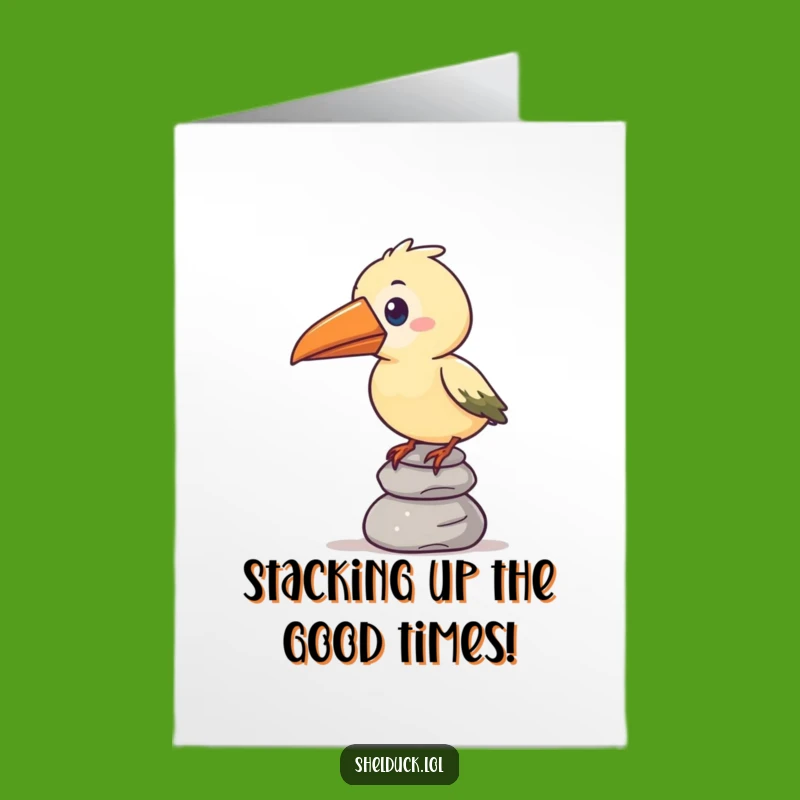 Free Printable Funny Bird Birthday Card: Beak Balance Stack Downloadable Gift