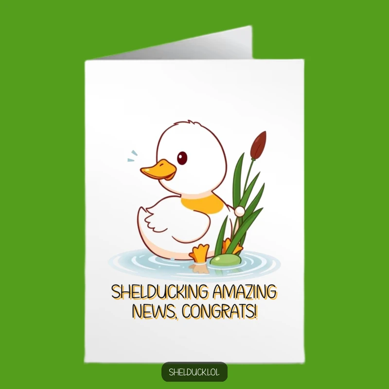 Free Printable Congratulations Card: Joyful Shelduck in Flight, Funny Downloadable Gift for Big Wins