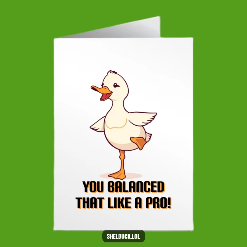 Free Printable Shelduck Congratulations Card: Balancing Bird Downloadable Greeting for Triumphs