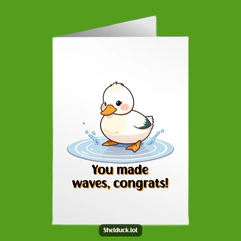 Free Printable Shelduck Congratulations Card: Splashing Bird Downloadable Greeting for Success