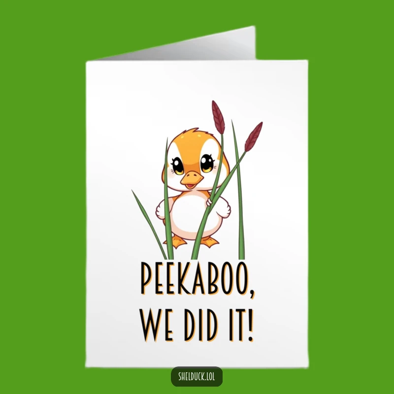 Shelduck Peek Congrats Card Free Printable: Wide-Eyed Joy Downloadable