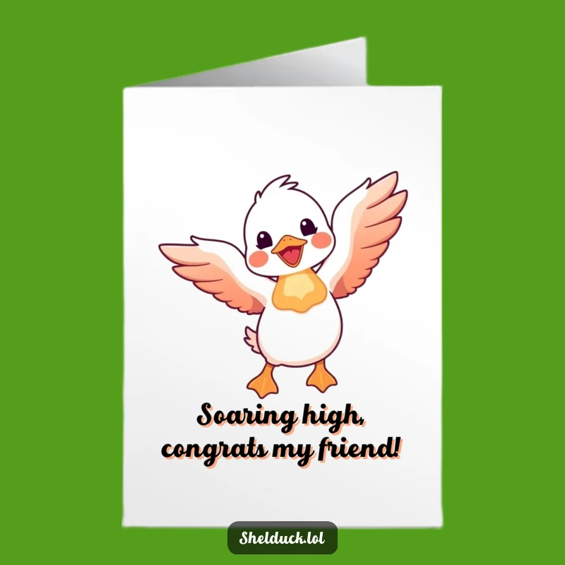 Funny Free Printable Congrats Card: Shelduck in Flight, Hilarious Downloadable Gift for Achievements