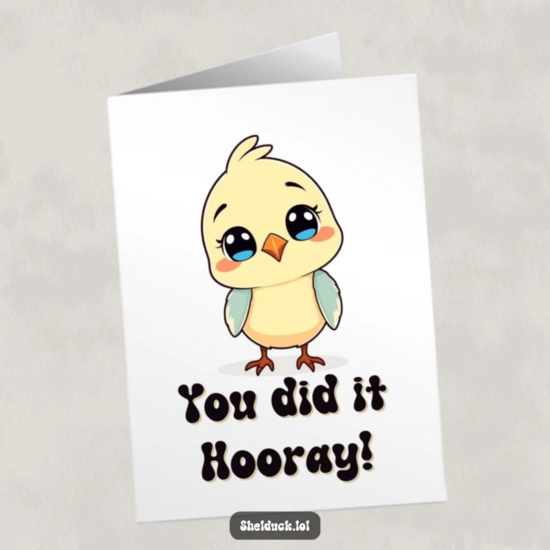Funny Free Printable Congratulations Card: A comical bird with a curious head tilt, perfect for celebrating achievements with laughter.
