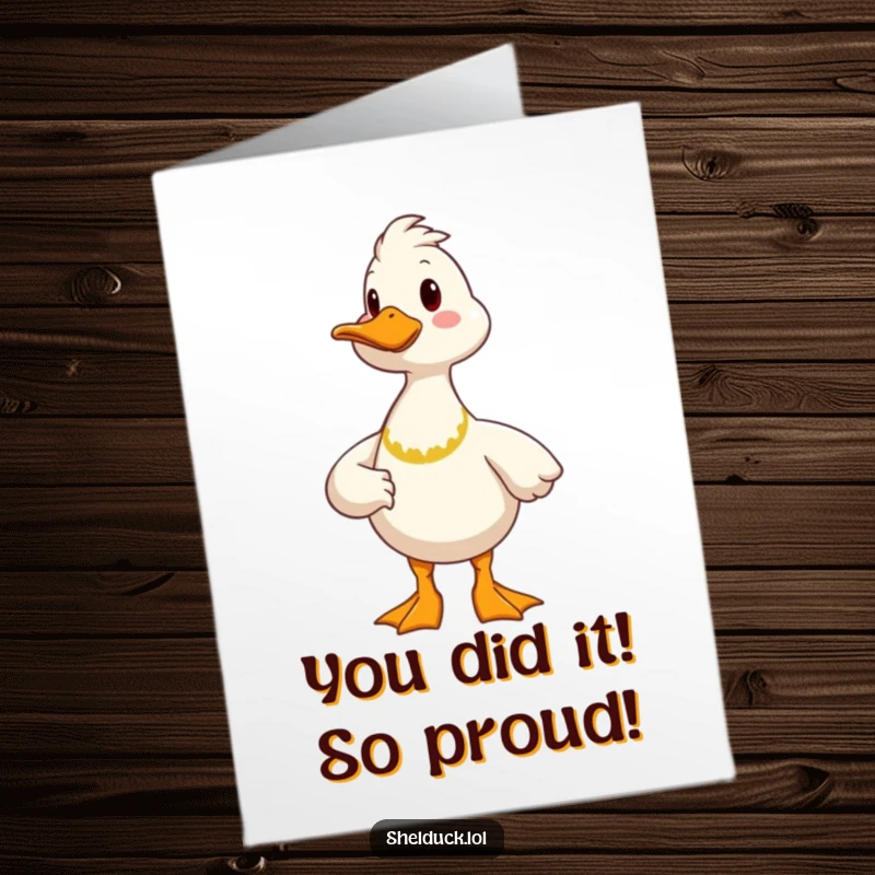 Free Printable Congratulations Card: A proud shelduck strikes a triumphant pose, perfect for celebrating any success.