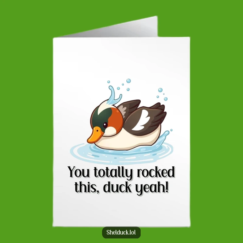 Free Printable Congrats Shelduck Card: Funny Splash Dive Congratulations Downloadable