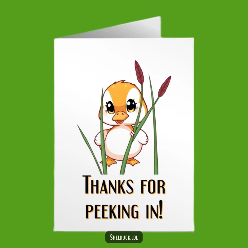 Funny Shelduck Thank You Card Free Printable: Peek-a-Boo Gratitude Downloadable