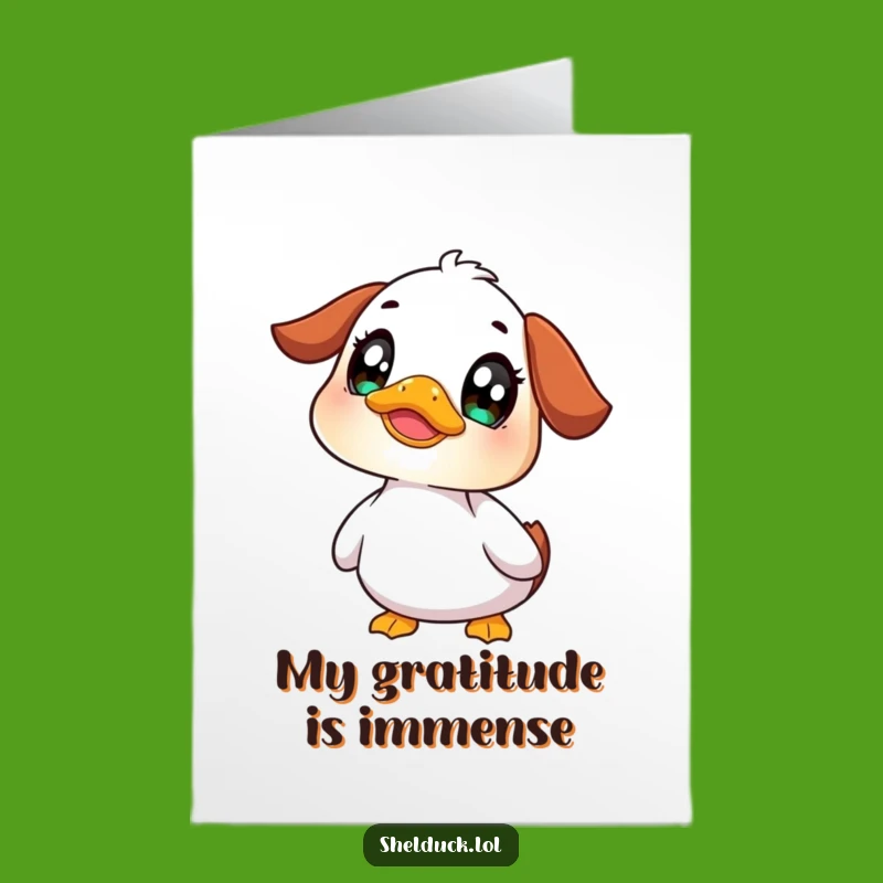 Free Printable Shelduck Thank You Card: Curious Wide-Eyed Bird Downloadable Greeting for Thanks