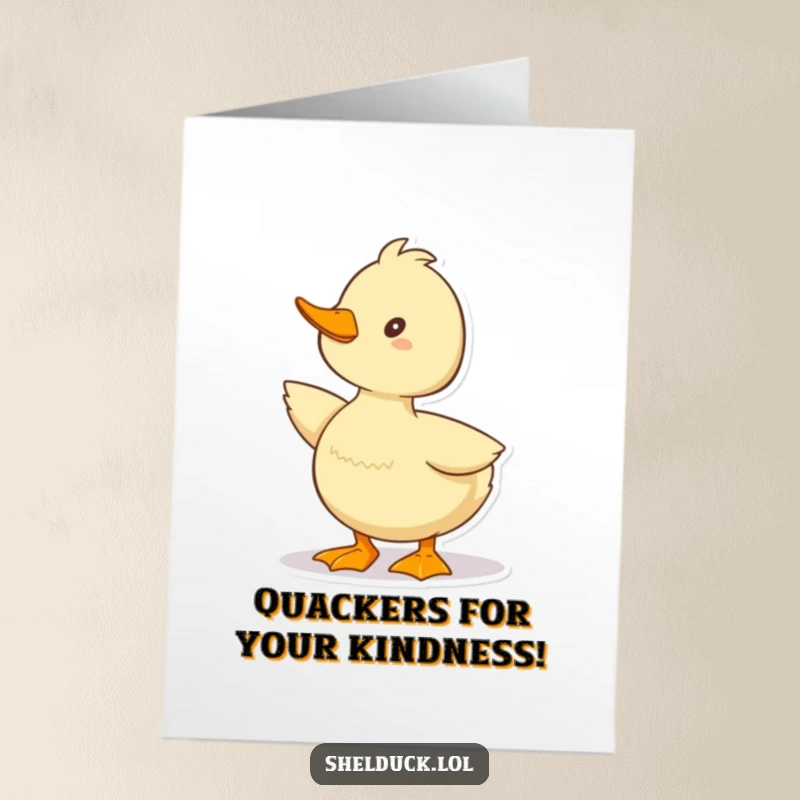 Funny Free Printable Thank You Card: A shelduck performing a funny quack pose for a lighthearted thank you. A DIY greeting.