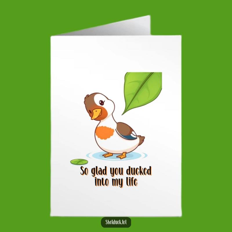 Free Printable Thank You Card: Curious Shelduck Leaf - Funny Downloadable Gift