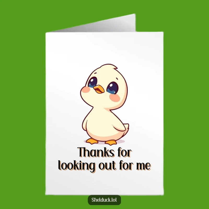 Free Printable Thank You Card: Curious Shelduck Looks Up, Humorous Downloadable Gift