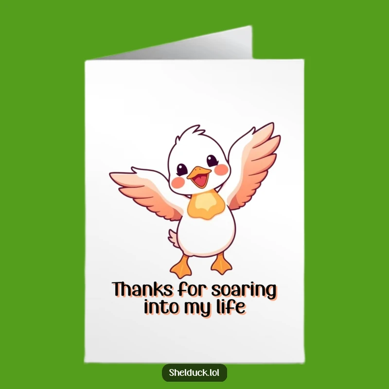 Free Printable Thank You Card: Flying Shelduck, Humorous Downloadable Gift for Gratitude