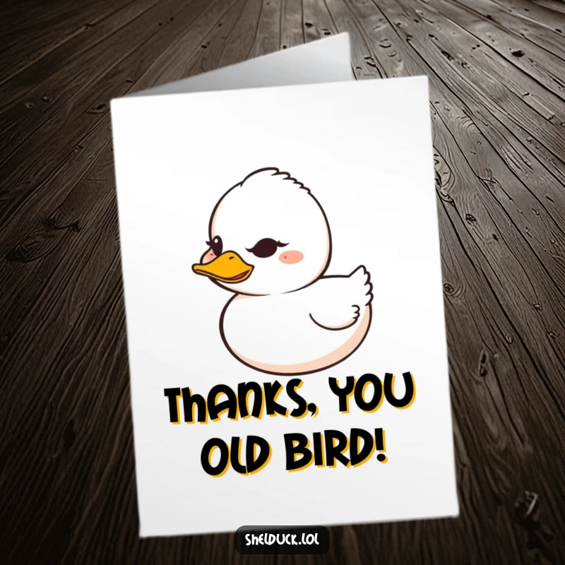 Funny Free Printable Shelduck Thank You Card, duck with mischievous grin winks, cheeky and playful thanks